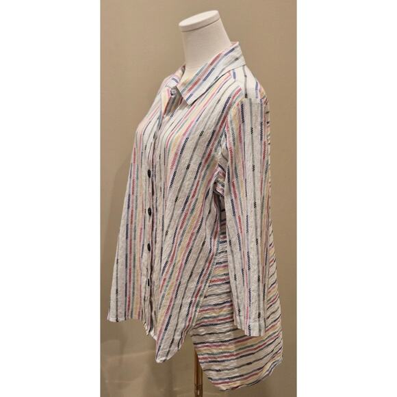 Habitat Fiesta Weave Tunic Top White Multicolor Relaxed Fit Cotton Womens Medium - Picture 4 of 11